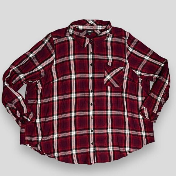 Torrid Shirt Womens 4XL Red Lizzie Twill Plaid Button Up Lumberjack Plus Size‎ 4 - Picture 12 of 12
